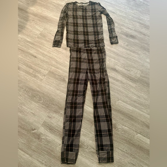Posh Peanut Other - Posh Peanut Black/gGrey/Brown Plaid Kids Pajama Set